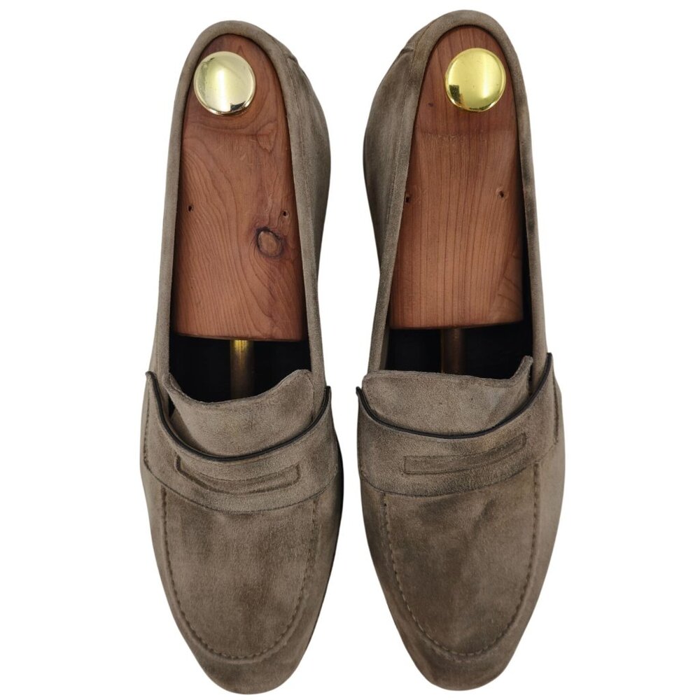 Andrea Ventura Firenze Mens 8.5D Tan Soft Suede Dress Shoes Penny Loafers Italy - Picture 9 of 11